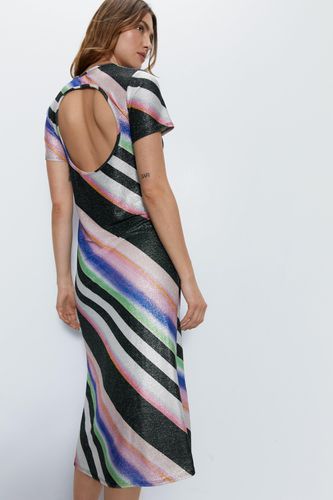 Womens Short Sleeve Glitter Midi Dress - - 8 - Warehouse - Modalova