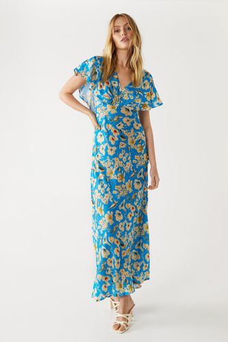 Womens Floral Fluted Sleeve Maxi Tea Dress - - 8 - Warehouse - Modalova