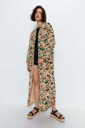 Womens Floral Longline Kimono - - 6 - Warehouse - Modalova