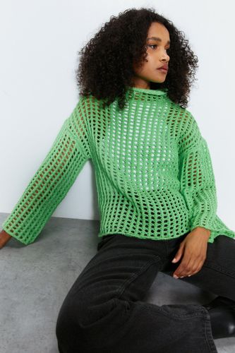 Womens Crochet Jumper - Green - M - Warehouse - Modalova