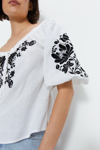Womens Embroidered Puff Sleeve Top - - 6 - Warehouse - Modalova