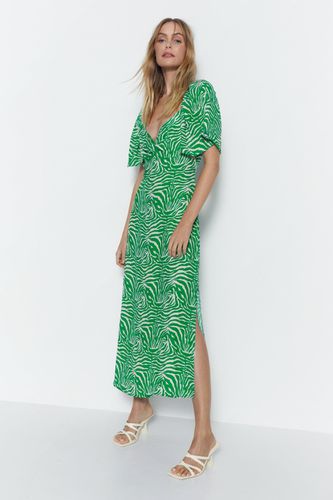 Womens Twist Detail Zebra Printed Midi Dress - - 10 - Warehouse - Modalova