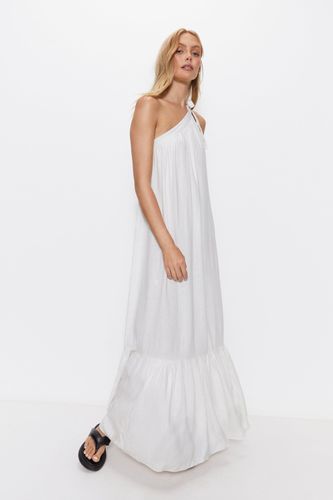 Womens Linen One Shoulder Tiered Maxi Dress - - 10 - Warehouse - Modalova