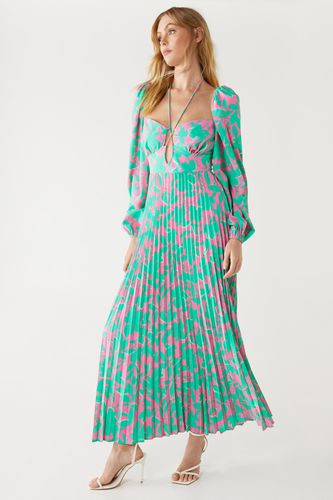 Womens Floral Printed Strap Detail Pleated Midi Dress - - 10 - Warehouse - Modalova