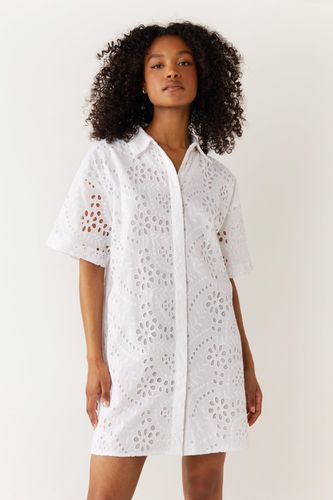 Womens Broderie Mini Shirt Dress - - 12 - Warehouse - Modalova