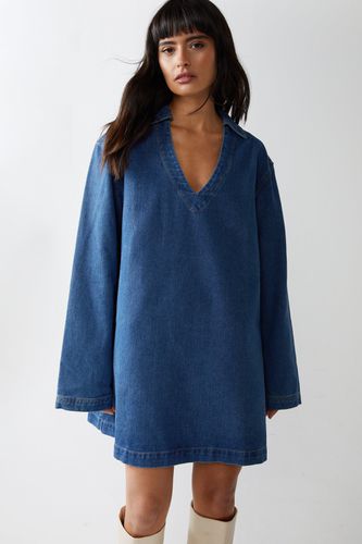 Womens Long Sleeve Denim Smock Dress - - 8 - Warehouse - Modalova