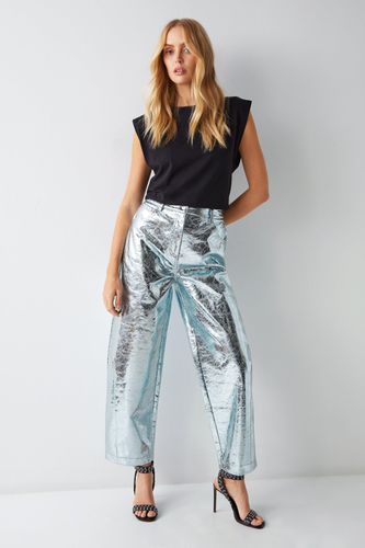 Womens Metallic Crackle Horse Shoe Trousers - - 12 - Warehouse - Modalova