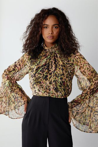 Womens Leopard Print Flare Sleeve Top - - 6 - Warehouse - Modalova