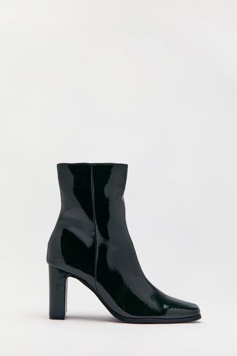 Womens Sqaure Toe Patent Block Heel Ankle Boot - - 4 - Warehouse - Modalova