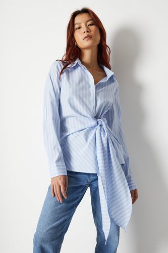 Womens Striped Wrap Over Tie Front Shirt - - 14 - Warehouse - Modalova