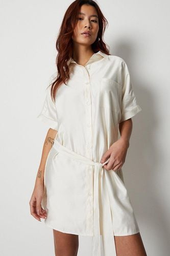 Womens Belted Twill Mini Shirt Dress - - 12 - Warehouse - Modalova