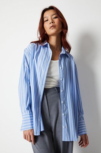 Womens Stripe Boyfriend Shirt - - 8 - Warehouse - Modalova