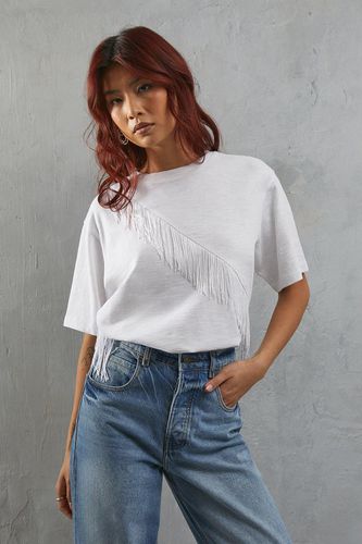 Womens Fringe Asymmetric T-shirt - - 14 - Warehouse - Modalova