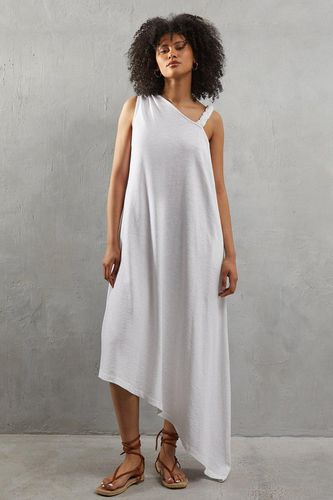 Womens Plait Detail Asymmetric Jersey Midi Dress - - 16 - Warehouse - Modalova