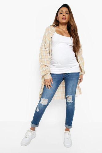 Womens Maternity Over The Bump Rip Skinny Jeans - - 10 - boohoo - Modalova