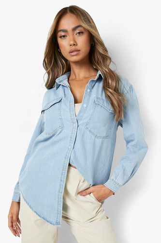 Womens Oversized Bleach Wash Denim Shirt - - 6 - boohoo - Modalova