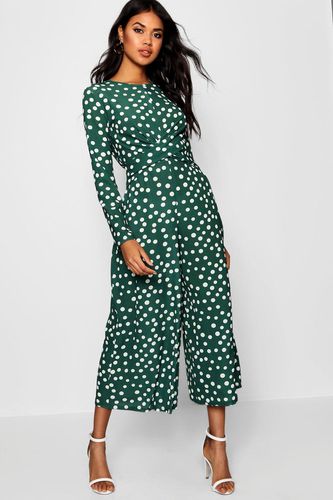 Womens Twist Front Polka Dot Jumpsuit - - 16 - boohoo - Modalova