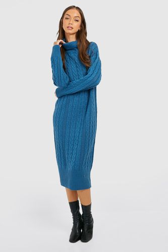Womens Cable Knit Roll Neck Midi Dress - - S - boohoo - Modalova