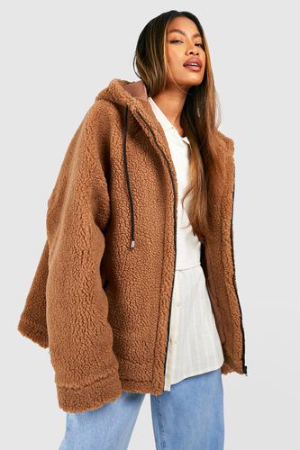 Womens Oversized Contrast Detail Teddy Jacket - - 12 - boohoo - Modalova