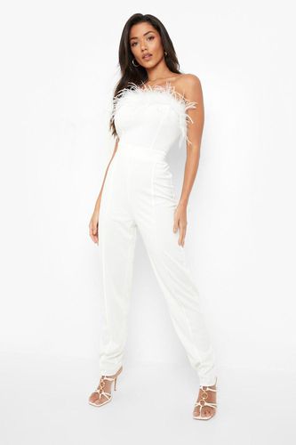 Womens Feather Bandeau Tailored Jumpsuit - - 8 - boohoo - Modalova