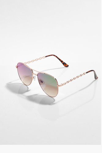 Womens Chain Detail Aviator Sunglasses - - One Size - boohoo - Modalova