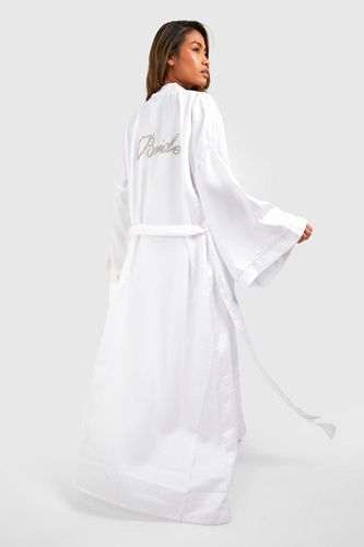 Womens Bride Embellished Satin Maxi dressing gown - - 10 - boohoo - Modalova