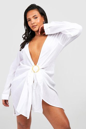 Womens Plus Cheesecloth Ring Detail Beach Dress - - 16 - boohoo - Modalova
