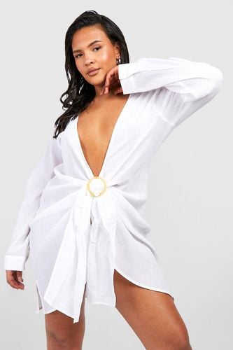 Womens Plus Cheesecloth Ring Detail Beach Dress - - 26 - boohoo - Modalova