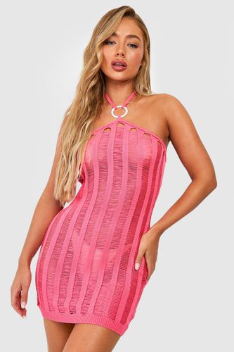 Womens Ladder Crochet O-ring Halterneck Beach Mini Dress - - M - boohoo - Modalova