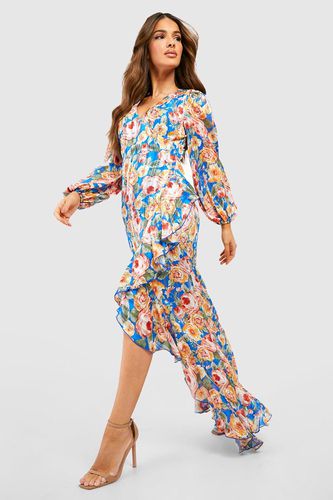 Womens Floral Print Wrap Maxi Dress - - 8 - boohoo - Modalova