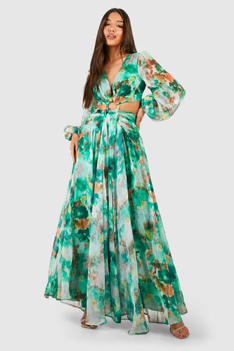 Womens Floral Print Chiffon Cut Out Maxi Dress - - 12 - boohoo - Modalova
