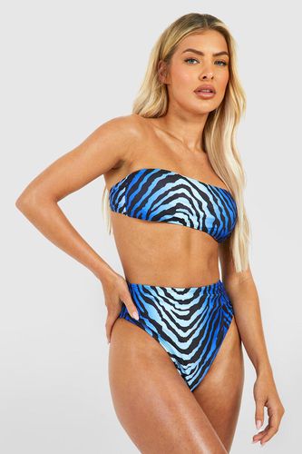 Womens Zebra Bandeau High Waist Bikini Set - 12 - boohoo - Modalova