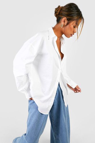 Womens Oversized Cotton Poplin Shirt - - 10 - boohoo - Modalova