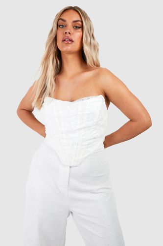 Womens Plus Lace Ruched Pointed Corset Top - - 24 - boohoo - Modalova