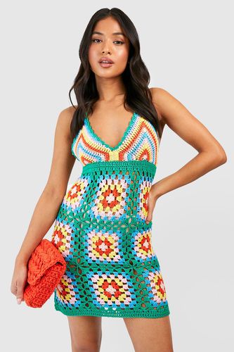 Womens Petite Premium Patchwork Crochet Square Mini Dress - - XL - boohoo - Modalova