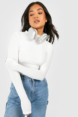 Womens Petite Long Sleeve Slinky Funnel Neck Top - - 12 - boohoo - Modalova