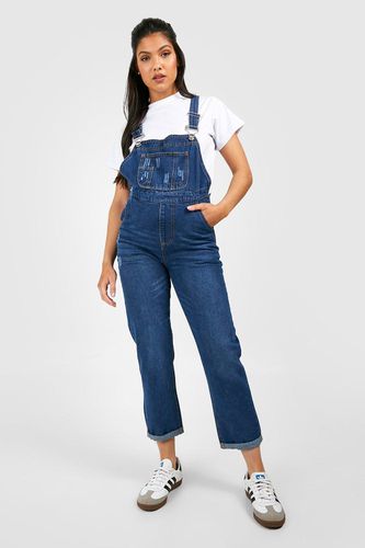 Womens Maternity Mid Wash Dungarees - 14 - boohoo - Modalova