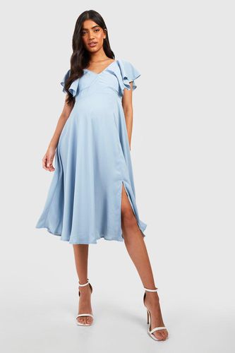 Womens Maternity Occasion Tie Back Frill Midi Dress - - 10 - boohoo - Modalova