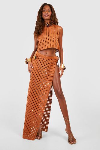 Womens Thigh Split Crochet Maxi Skirt - - L - boohoo - Modalova