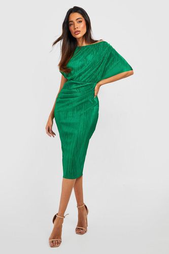 Womens Off The Shoulder Plisse Midi Dress - - 16 - boohoo - Modalova