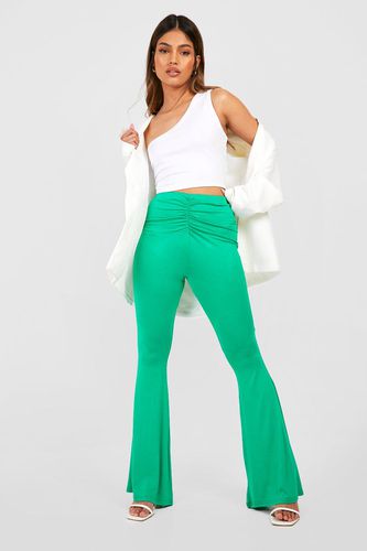 Womens Ruched Front Jersey Flared Trousers - - 10 - boohoo - Modalova