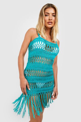 Womens Crochet Fringed Strappy Beach Dress - - M - boohoo - Modalova