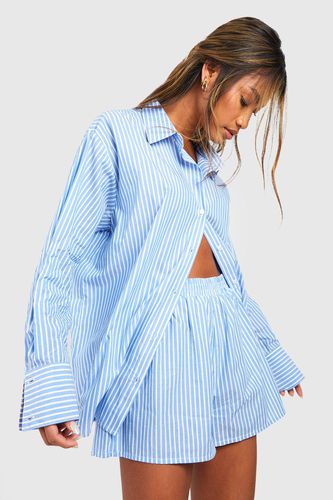 Womens Cotton Pinstripe Pyjama Short - - 10 - boohoo - Modalova