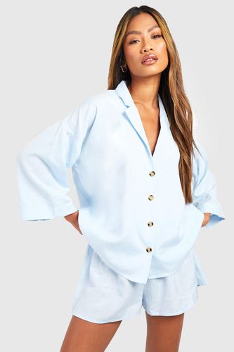 Womens Linen Oversized Pyjama Shirt - - 12 - boohoo - Modalova
