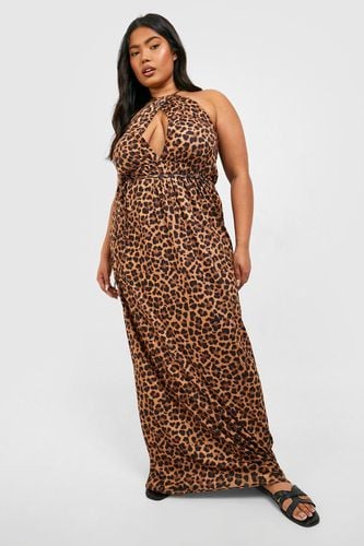 Womens Plus Jersey Leopard Halterneck Maxi Dress - - 16 - boohoo - Modalova