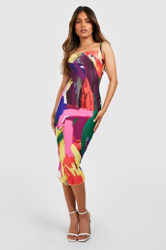 Womens Abstract Plisse Cowl Neck Midi Dress - - 10 - boohoo - Modalova