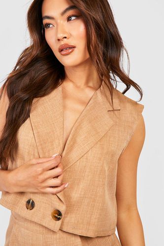 Womens Textured Boxy Cropped Sleeveless Blazer - - 14 - boohoo - Modalova