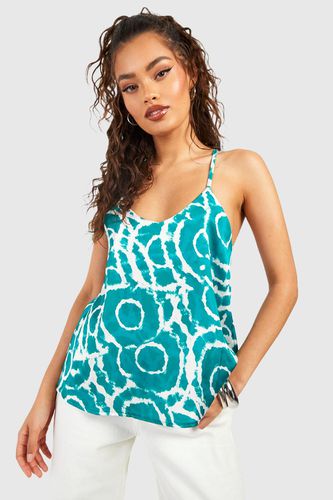 Womens Satin Print Cami - Green - 8 - boohoo - Modalova