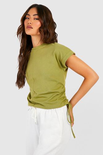 Womens Ruched Side Roll Sleeve Crop T-shirt - - 6 - boohoo - Modalova