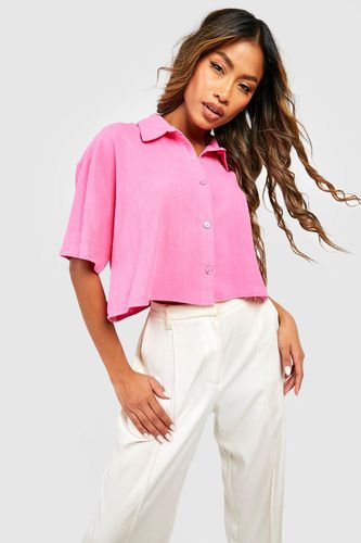 Womens Linen Mix Oversized Boxy Cropped Short Sleeve Shirt - - 16 - boohoo - Modalova